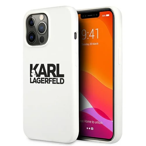 Karl Lagerfeld Stack logotipo silikoninis dėklas iPhone 13 Pro / 13, baltas image 1