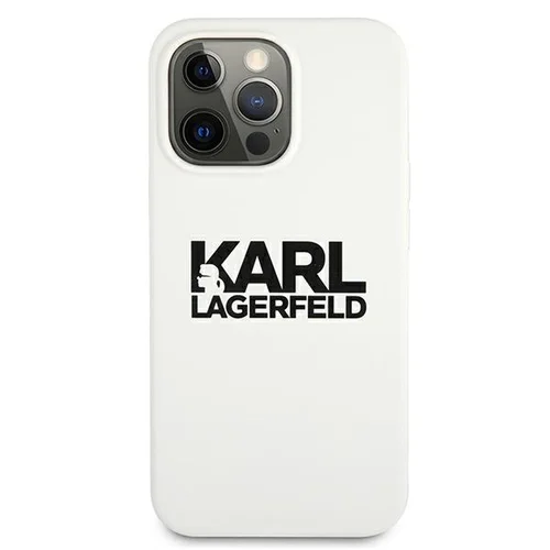 Karl Lagerfeld Stack logotipo silikoninis dėklas iPhone 13 Pro / 13, baltas image 3
