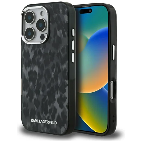 Karl Lagerfeld IML Leopard Pattern MagSafe dėklas iPhone 16 Pro Max, juodas image 1
