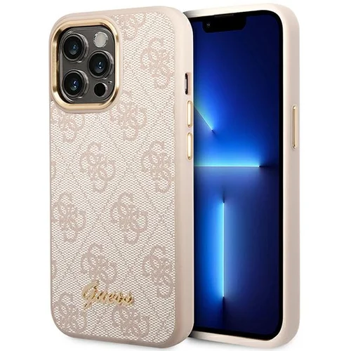 Guess 4G Vintage Gold Logo dėklas iPhone 14 Pro Max, rožinis image 1