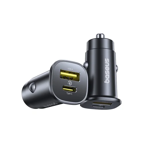 Baseus GoTrip 30 W USB-C/USB-A automobilinis įkroviklis, juodas image 1