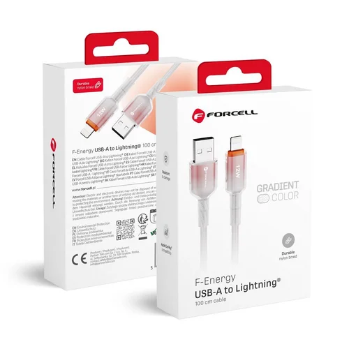 FORCELL F-ENERGY C353 USB-A–Lightning 2,4 A 12 W, 1 m, baltas image 1