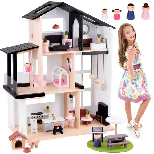 ZA5073 dviejų aukštų medinis lėlių namas LOFT image 1