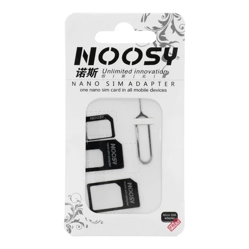 NOOSY 3-in-1 Nano SIM ir Micro SIM adapteriai, juodi image 1