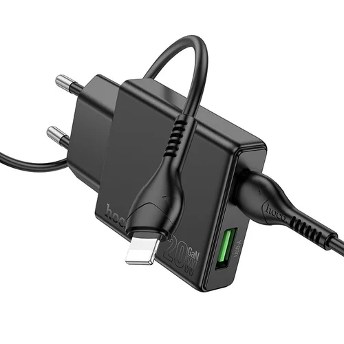 Hoco N38 20 W įkroviklis su USB-C–Lightning laidu, juodas image 2