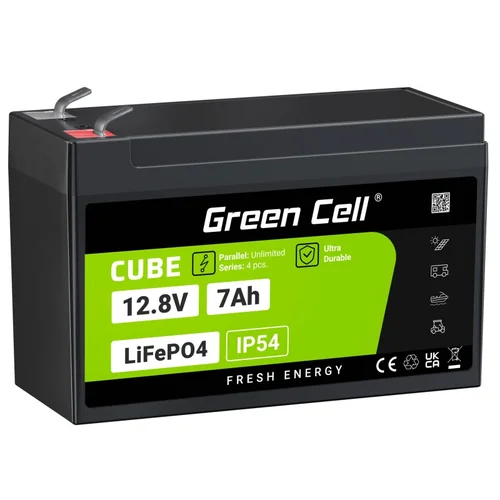 Green Cell LFPGC12V7AH LiFePO4 UPS baterija 12,8 V 7 Ah image 1