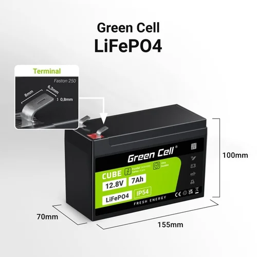 Green Cell LFPGC12V7AH LiFePO4 UPS baterija 12,8 V 7 Ah image 3
