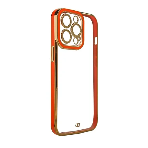 iPhone 12 Pro dėklas su auksiniu rėmeliu, raudonas image 1