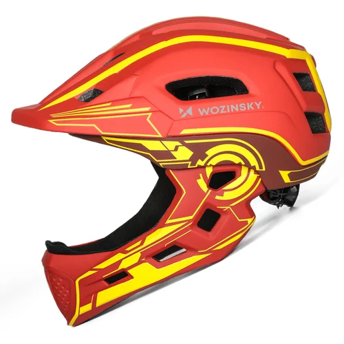 Wozinsky HT-27CZ vaikiškas viso veido dviračio šalmas S, raudonai geltonas image 2