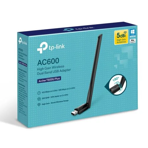 TP-Link T600U Plus AC600 USB 2.0 belaidis tinklo adapteris image 1