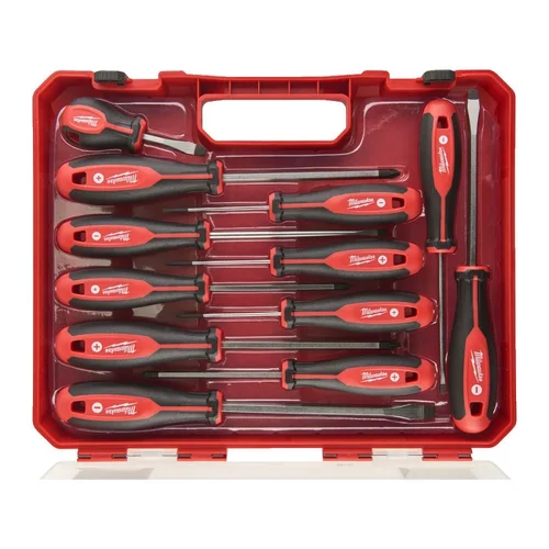 Milwaukee 12 dalių atsuktuvų rinkinys - trigubo kumštelio rankena, magnetiniai galiukai image 1
