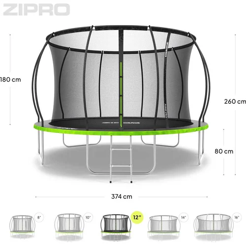 Zipro JumpPro Premium Batutas su vidiniu tinklu, 374cm image 3