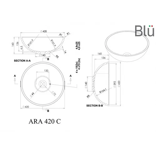 Blu ARA 420 praustuvas 420x420 Balta image 3