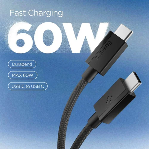 Spigen Essential EB6015CC USB-C kabelis 60 W, 150 cm, juodas image 2