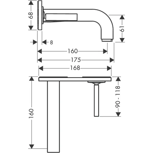 Hansgrohe AXOR Citterio 39112000 Potinkinis praustuvo maišytuvas image 2