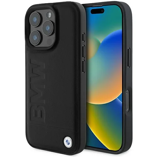 BMW Leather Hot Stamp dėklas iPhone 16 Pro Max, juodas image 1