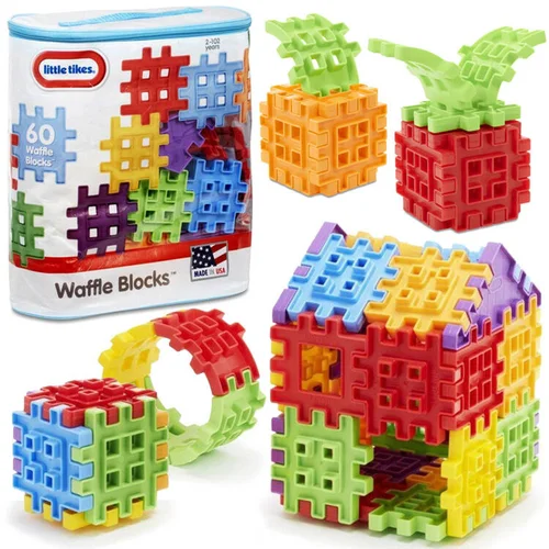 Little Tikes Waffle kaladėlių rinkinys 60 vnt. su krepšiu ZA5115 image 1
