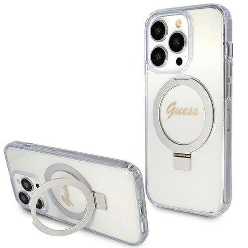 Guess Script Glitter MagSafe dėklas iPhone 15 Pro, skaidrus image 1