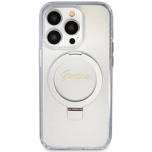 Guess Script Glitter MagSafe dėklas iPhone 15 Pro, skaidrus image 3