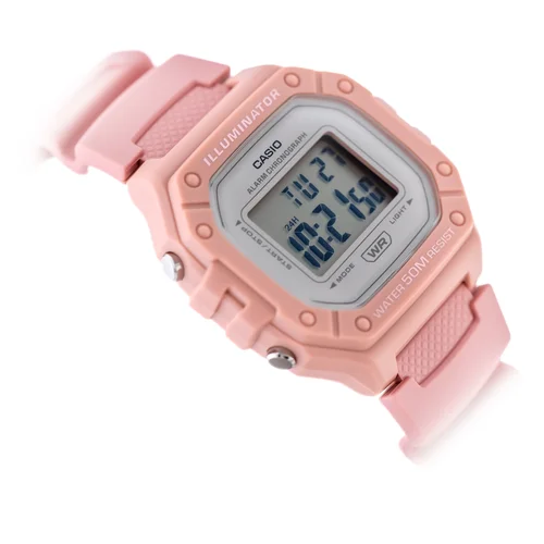 Casio W-218HC-4A unisexinis rožinis laikrodis su dėklu image 3