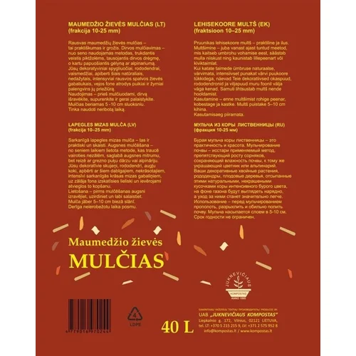 Juknevičiaus mulčias maumedžio žievė 10–25 mm, 40 L image 2