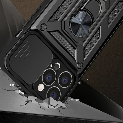 Hibridinis Armor Camshield dėklas iPhone 14 Pro Max juodas image 2