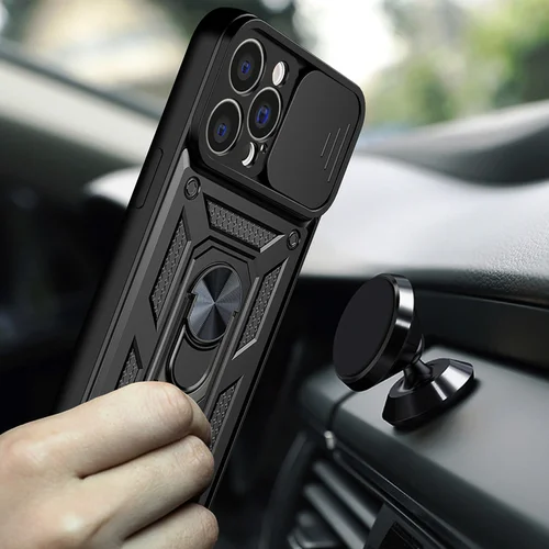 Hibridinis Armor Camshield dėklas iPhone 14 Pro Max juodas image 3