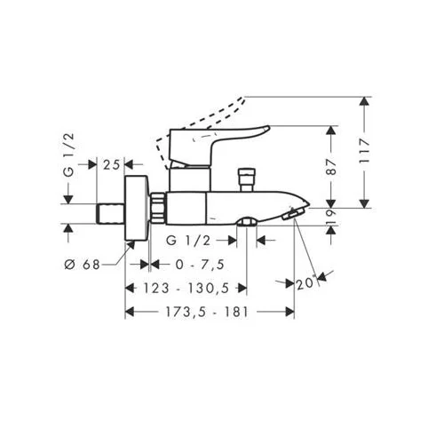Hansgrohe Metris vonios maišytuvas, 150 mm image 2
