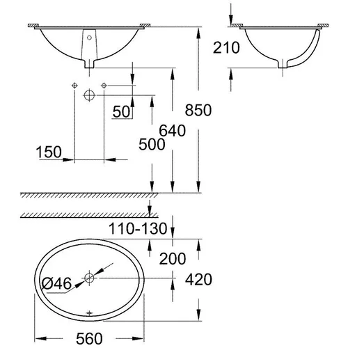 Grohe Bau Ceramic praustuvas 560x420 mm image 3