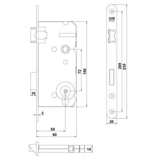 Lob Z7ABP 72/55 įleidžiamoji spyna be cilindro image 2
