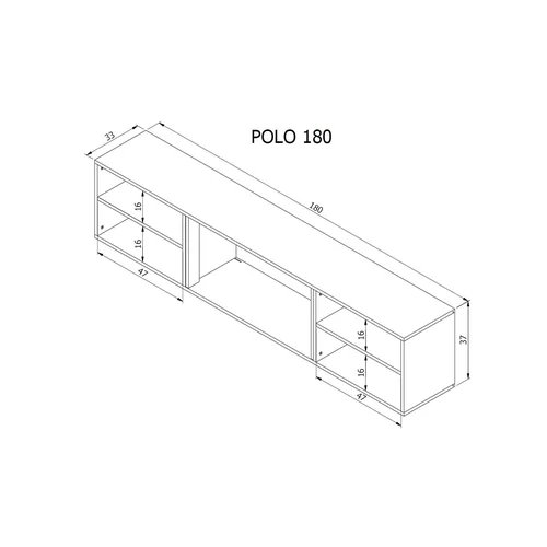 POLO RTV spintelė 180 × 33 × 39 cm su juodu židiniu image 1