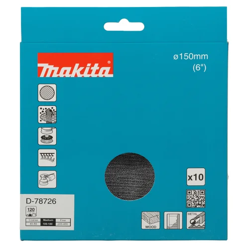 Makita D-78726 šlifavimo tinklelis 150 mm A120 aliuminio oksidas danga image 2