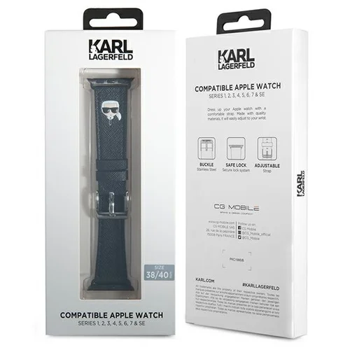 Karl Lagerfeld Ikonik Saffiano Karl Heads dirželis, 38/40/41 mm, juodas image 2