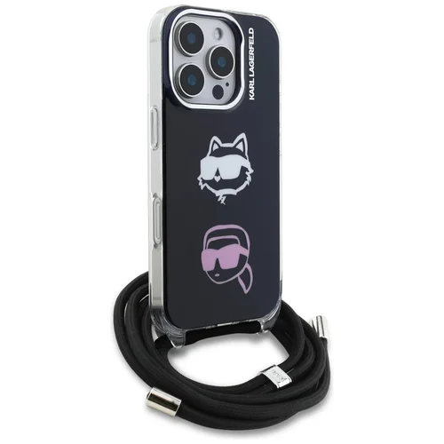 Karl Lagerfeld IML Crossbody Karl&Choupette dėklas iPhone 16 Pro Max, juodas image 3