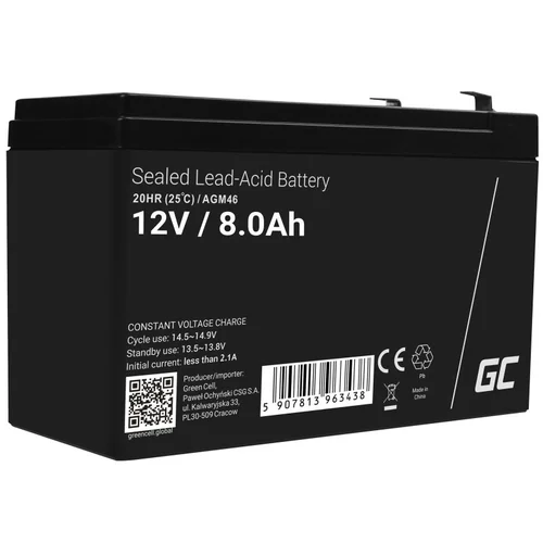 Green Cell AGM46 12 V 8000 mAh VRLA baterija image 1
