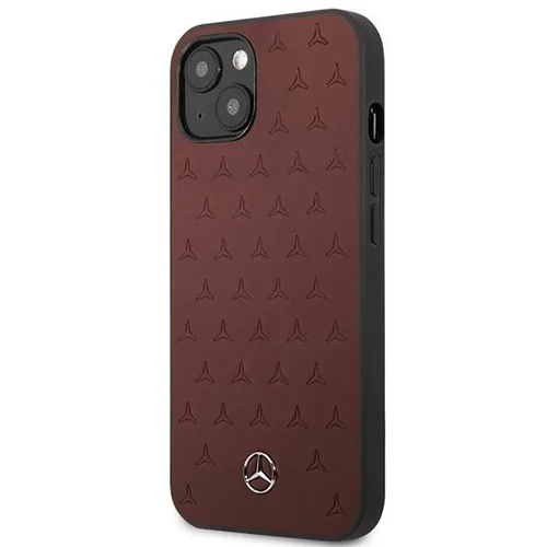 Mercedes-Benz žvaigždžių rašto odinis dėklas iPhone 13, raudonas image 2