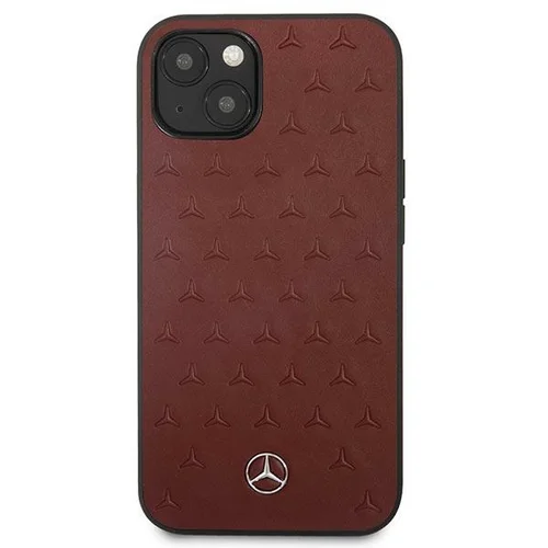 Mercedes-Benz žvaigždžių rašto odinis dėklas iPhone 13, raudonas image 3