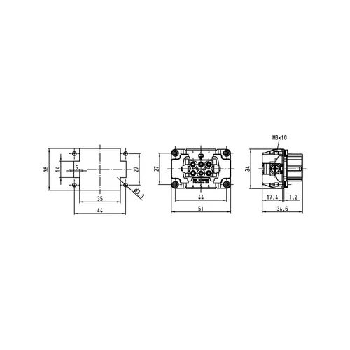 Harting HAN E serijos įdėklas E, vidinis 6P image 3