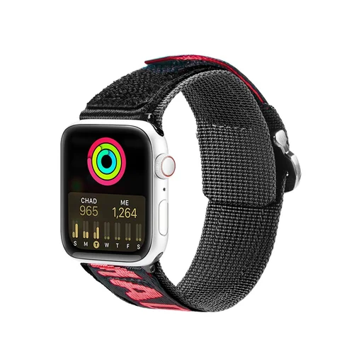 Dux Ducis lauko nailoninis Apple Watch dirželis, juodas ir raudonas, 42–49 mm image 1