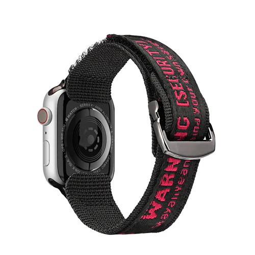 Dux Ducis lauko nailoninis Apple Watch dirželis, juodas ir raudonas, 42–49 mm image 2
