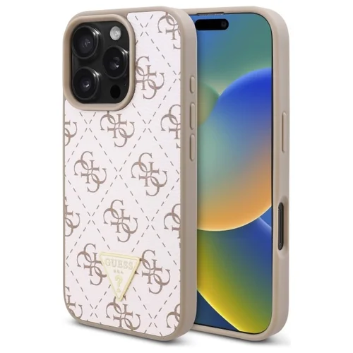 Guess 4G trikampis dėklas iPhone 16 Pro, baltas image 1