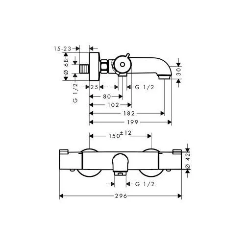 Hansgrohe Ecostat 1001 CL Chromo Termostatinis vonios maišytuvas image 2