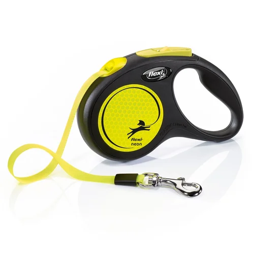 Flexi Neon 5 m juodas ir geltonas tempiamas pavadys image 1