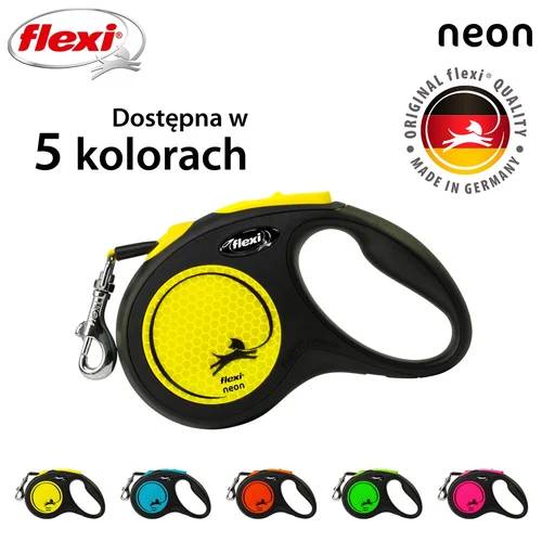 Flexi Neon 5 m juodas ir geltonas tempiamas pavadys image 3