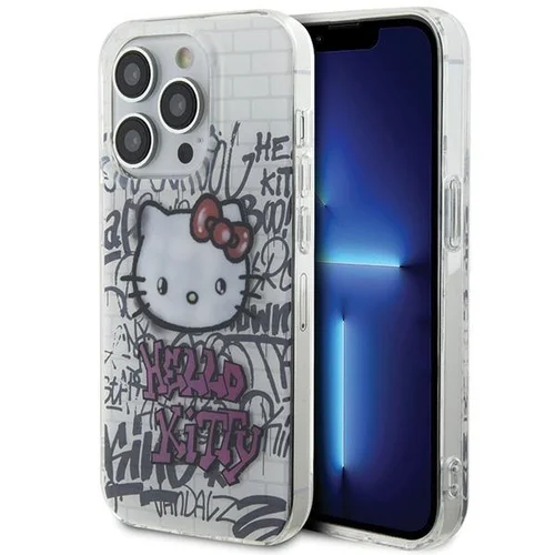 Hello Kitty IML Katė ant Plytų Grafiti dėklas iPhone 15 Pro, baltas image 1