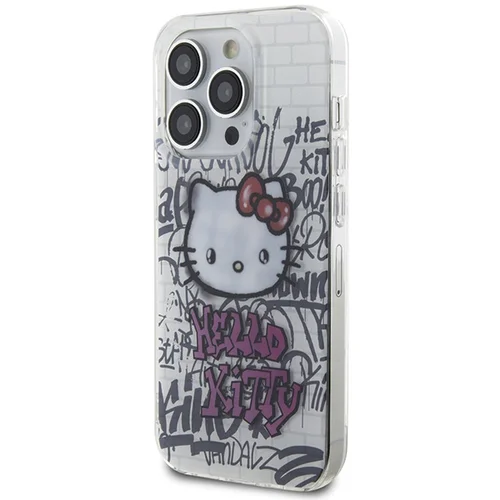 Hello Kitty IML Katė ant Plytų Grafiti dėklas iPhone 15 Pro, baltas image 2