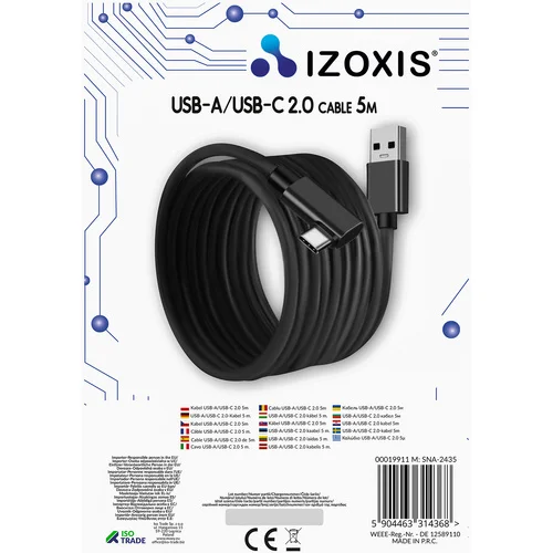 Izoxis 19911 USB-A 2.0–USB-C 5 m laidas image 1