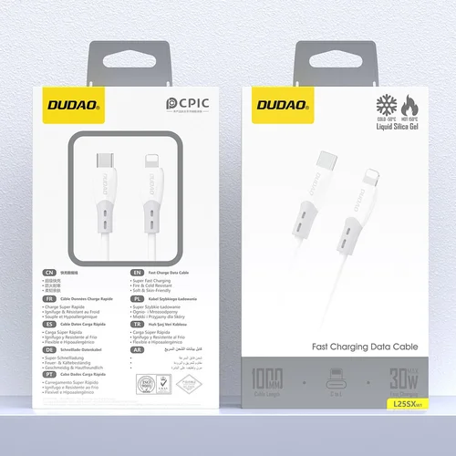 Dudao L25SX USB-C į Lightning kabelis 30W 1 m Balta image 3