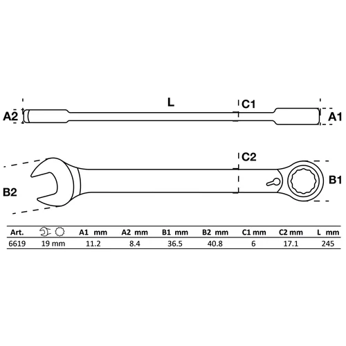 BGS technic 6619 kombinuotas terkšlinis raktas 19 mm image 2