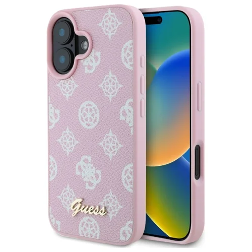 Guess Peony Script MagSafe dėklas iPhone 16, rožinis image 1